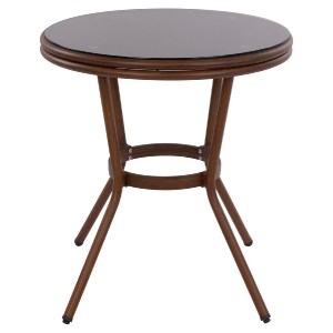 60648 ΤΡΑΠΕΖΙ ΑΛΟΥΜΙΝΙΟΥ MOSES Φ70x76 εκ. BAMBOO LOOK HM5532.03 ΚΑΦΕ ΜΕ ΓΥΑΛΙ