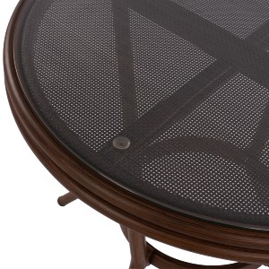 60648 ΤΡΑΠΕΖΙ ΑΛΟΥΜΙΝΙΟΥ MOSES Φ70x76 εκ. BAMBOO LOOK HM5532.03 ΚΑΦΕ ΜΕ ΓΥΑΛΙ