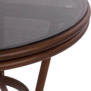 60648 ΤΡΑΠΕΖΙ ΑΛΟΥΜΙΝΙΟΥ MOSES Φ70x76 εκ. BAMBOO LOOK HM5532.03 ΚΑΦΕ ΜΕ ΓΥΑΛΙ