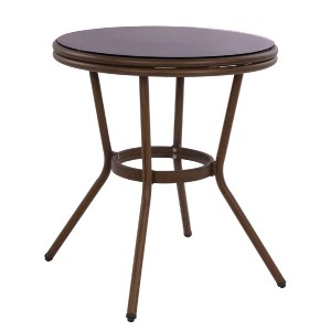 60648 ΤΡΑΠΕΖΙ ΑΛΟΥΜΙΝΙΟΥ MOSES Φ70x76 εκ. BAMBOO LOOK HM5532.03 ΚΑΦΕ ΜΕ ΓΥΑΛΙ