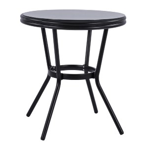 60657 ΤΡΑΠΕΖΙ ΑΛΟΥΜΙΝΙΟΥ MOSES Φ70 BAMBOO LOOK HM5532.02 ΜΑΥΡΟ ΜΕ ΓΥΑΛΙ Φ70X76 εκ