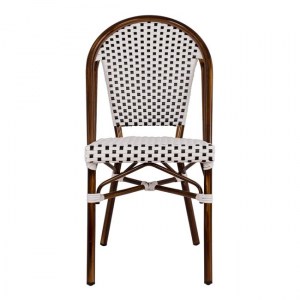 60668 ΚΑΡΕΚΛΑ BISTRO ΑΛΟΥΜΙΝΙΟΥ BAMBOO LOOK ΜΕ ΛΕΥΚΟ-ΜΑΥΡΟ RATTAN HM5566.01 45x54x90Υεκ.