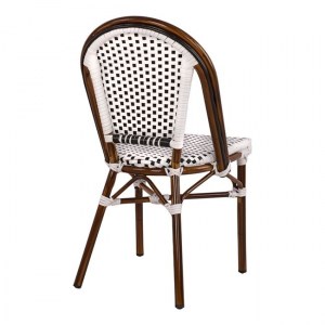 60668 ΚΑΡΕΚΛΑ BISTRO ΑΛΟΥΜΙΝΙΟΥ BAMBOO LOOK ΜΕ ΛΕΥΚΟ-ΜΑΥΡΟ RATTAN HM5566.01 45x54x90Υεκ.