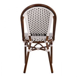 60668 ΚΑΡΕΚΛΑ BISTRO ΑΛΟΥΜΙΝΙΟΥ BAMBOO LOOK ΜΕ ΛΕΥΚΟ-ΜΑΥΡΟ RATTAN HM5566.01 45x54x90Υεκ.