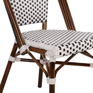 60668 ΚΑΡΕΚΛΑ BISTRO ΑΛΟΥΜΙΝΙΟΥ BAMBOO LOOK ΜΕ ΛΕΥΚΟ-ΜΑΥΡΟ RATTAN HM5566.01 45x54x90Υεκ.