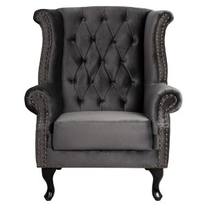 61341 ΠΟΛΥΘΡΟΝΑ-ΜΠΕΡΖΕΡΑ ΓΚΡΙ ΒΕΛΟΥΔΟ T.CHESTERFIELD POLINA 83x75x107Yεκ.HM0053.10