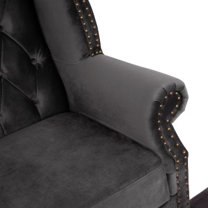 61341 ΠΟΛΥΘΡΟΝΑ-ΜΠΕΡΖΕΡΑ ΓΚΡΙ ΒΕΛΟΥΔΟ T.CHESTERFIELD POLINA 83x75x107Yεκ.HM0053.10