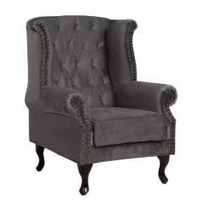 61341 ΠΟΛΥΘΡΟΝΑ-ΜΠΕΡΖΕΡΑ ΓΚΡΙ ΒΕΛΟΥΔΟ T.CHESTERFIELD POLINA 83x75x107Yεκ.HM0053.10