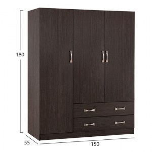61449 ΝΤΟΥΛΑΠΑ 3ΦΥΛΛΗ CARLY HM384.01 ΜΕ ΔΥΟ ΣΥΡΤΑΡΙΑ ZEBRANO 150X55Χ180Υεκ.