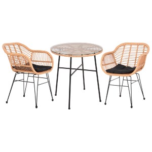 61658 ΣΕΤ ΕΞΩΤΕΡΙΚΟΥ ΧΩΡΟΥ 3ΤΜΧ ALLEGRA HM10476 WICKER ΜΠΕΖ-ΜΕΤΑΛΛΟ ΜΑΥΡΟ