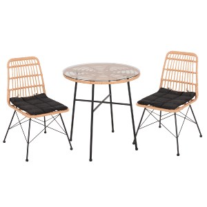 61659 ΣΕΤ ΕΞΩΤΕΡΙΚΟΥ ΧΩΡΟΥ 3ΤΜΧ ALLEGRA HM10477 WICKER ΜΠΕΖ-ΜΕΤΑΛΛΟ ΜΑΥΡΟ
