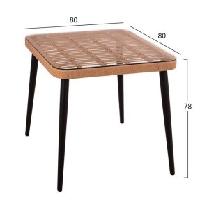 61670 ΣΕΤ 3ΤΜΧ ALLEGRA WICKER ΜΕ ΤΡΑΠΕΖΙ 80X80Χ78Υ ΜΠΕΖ & ΜΑΥΡΟ ΧΡΩΜΑ HM10481