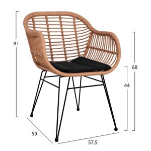 61671 ΣΕΤ 3ΤΜΧ ALLEGRA WICKER ΜΕ ΤΡΑΠΕΖΙ 80X80Χ78Υ ΜΠΕΖ & ΜΑΥΡΟ ΧΡΩΜΑ HM10483