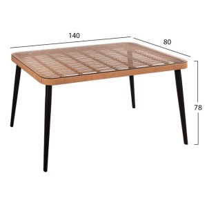 61869 ΣΕΤ 5ΤΜΧ ALLEGRA WICKER ΜΕ ΤΡΑΠΕΖΙ 140X80Χ78Υ ΜΠΕΖ & ΜΑΥΡΟ ΧΡΩΜΑ HM10492