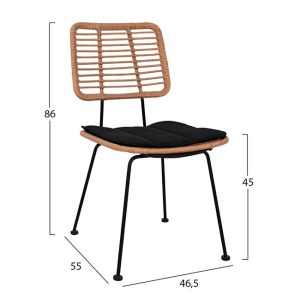 61869 ΣΕΤ 5ΤΜΧ ALLEGRA WICKER ΜΕ ΤΡΑΠΕΖΙ 140X80Χ78Υ ΜΠΕΖ & ΜΑΥΡΟ ΧΡΩΜΑ HM10492