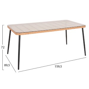61876 ΣΕΤ ΤΡΑΠΕΖΑΡΙΑΣ 7ΤΜΧ ALLEGRA HM10495 WICKER ΜΠΕΖ-ΜΕΤΑΛΛΟ ΜΑΥΡΟ