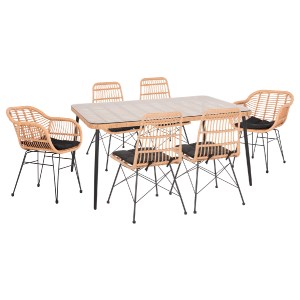 61876 ΣΕΤ ΤΡΑΠΕΖΑΡΙΑΣ 7ΤΜΧ ALLEGRA HM10495 WICKER ΜΠΕΖ-ΜΕΤΑΛΛΟ ΜΑΥΡΟ