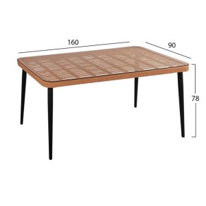 61877 ΣΕΤ 7ΤΜΧ ALLEGRA WICKER ΜΕ ΤΡΑΠΕΖΙ 160X90X78Υ ΜΠΕΖ & ΜΑΥΡΟ ΧΡΩΜΑ HM10496