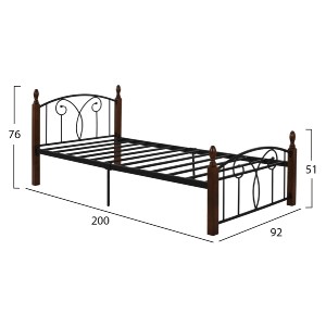 62035 ΚΡΕΒΑΤΙ SUZIE ΜΕΤΑΛΛΟ ΞΥΛΟ ΜΟΝΟ ΣΤΡΩΜΑ 90x190 εκ. HM389