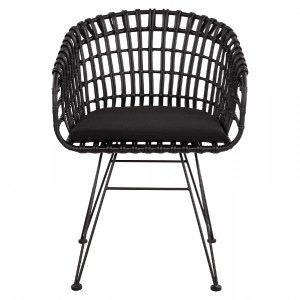 62191 ΠΟΛΥΘΡΟΝΑ ΤΥΠΟΥ ΦΩΛΙΑ ΜΕΤΑΛΛΙΚΗ ALLEGRA HM5456.02 ΜΕ WICKER ΜΑΥΡΟ 59Χ56,5Χ83Υ εκ.