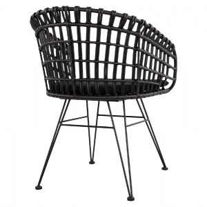 62191 ΠΟΛΥΘΡΟΝΑ ΤΥΠΟΥ ΦΩΛΙΑ ΜΕΤΑΛΛΙΚΗ ALLEGRA HM5456.02 ΜΕ WICKER ΜΑΥΡΟ 59Χ56,5Χ83Υ εκ.
