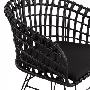 62191 ΠΟΛΥΘΡΟΝΑ ΤΥΠΟΥ ΦΩΛΙΑ ΜΕΤΑΛΛΙΚΗ ALLEGRA HM5456.02 ΜΕ WICKER ΜΑΥΡΟ 59Χ56,5Χ83Υ εκ.