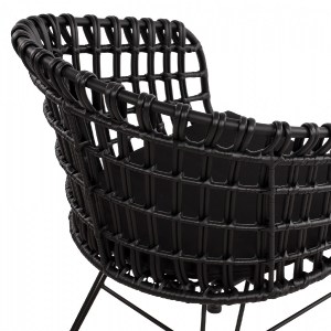 62191 ΠΟΛΥΘΡΟΝΑ ΤΥΠΟΥ ΦΩΛΙΑ ΜΕΤΑΛΛΙΚΗ ALLEGRA HM5456.02 ΜΕ WICKER ΜΑΥΡΟ 59Χ56,5Χ83Υ εκ.