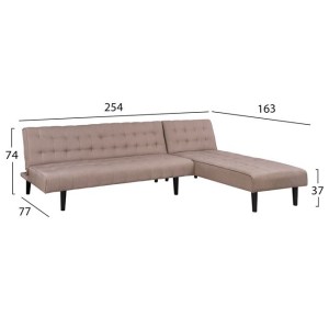 62311 ΚΑΝΑΠΕΣ ΚΡΕΒΑΤΙ ΓΩΝΙΑ ΑΝΑΣΤΡΕΨΙΜΗ ZELDA HM3154.02 ΜΕ ΜΠΕΖ ΥΦΑΣΜΑ 254X163X74Y εκ.