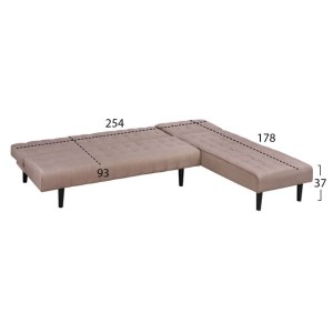 62311 ΚΑΝΑΠΕΣ ΚΡΕΒΑΤΙ ΓΩΝΙΑ ΑΝΑΣΤΡΕΨΙΜΗ ZELDA HM3154.02 ΜΕ ΜΠΕΖ ΥΦΑΣΜΑ 254X163X74Y εκ.