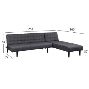 62378 ΚΑΝΑΠΕΣ ΚΡΕΒΑΤΙ ΓΩΝΙΑ ΑΝΑΣΤΡΕΨΙΜΗ ZELDA HM3154.01 ΜΕ ΓΚΡΙ ΥΦΑΣΜΑ 254X163X74Y εκ.