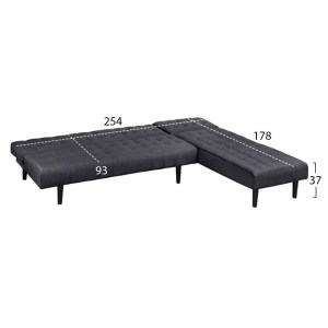 62378 ΚΑΝΑΠΕΣ ΚΡΕΒΑΤΙ ΓΩΝΙΑ ΑΝΑΣΤΡΕΨΙΜΗ ZELDA HM3154.01 ΜΕ ΓΚΡΙ ΥΦΑΣΜΑ 254X163X74Y εκ.