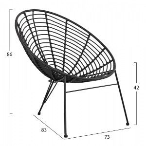 62470 ΠΟΛΥΘΡΟΝΑ ΤΥΠΟΥ ΦΩΛΙΑ ΜΕΤΑΛΛΙΚΗ ALLEGRA HM5458.02 ΜΕ ΜΑΥΡΟ WICKER 73x83x86Υ εκ.