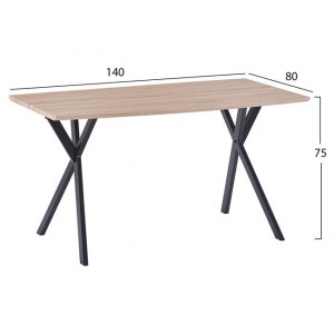 62813 ΤΡΑΠΕΖΙ ALARICK HM8550.01 ΜΕ MDF ΕΠΙΦΑΝΕΙΑ SONAMA & ΜΕΤΑΛΛΙΚΑ ΠΟΔΙΑ 140X80X75Υ εκ.