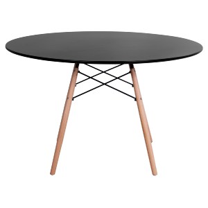 62992 ΤΡΑΠΕΖΙ MINIMAL ΣΤΡΟΓΓΥΛΟ HM8454.02 MDF ΣΕ ΜΑΥΡΟ-ΠΟΔΙΑ ΟΞΙΑΣ ΣΕ ΦΥΣΙΚΟ Φ120Χ74Υεκ.