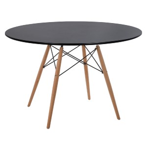 62992 ΤΡΑΠΕΖΙ MINIMAL ΣΤΡΟΓΓΥΛΟ HM8454.02 MDF ΣΕ ΜΑΥΡΟ-ΠΟΔΙΑ ΟΞΙΑΣ ΣΕ ΦΥΣΙΚΟ Φ120Χ74Υεκ.
