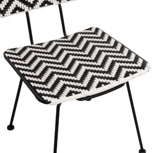 63188 ΚΑΡΕΚΛΑ ΜΕΤΑΛΛΙΚΗ ALLEGRA HM5693 ΜΕ WICKER ΜΑΥΡΟ-ΛΕΥΚΟ 46x56x88Υ εκ.
