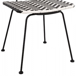63188 ΚΑΡΕΚΛΑ ΜΕΤΑΛΛΙΚΗ ALLEGRA HM5693 ΜΕ WICKER ΜΑΥΡΟ-ΛΕΥΚΟ 46x56x88Υ εκ.