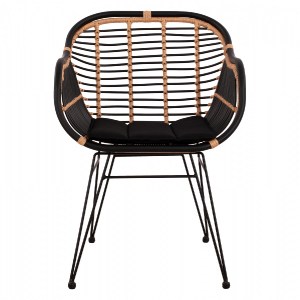 63191 ΠΟΛΥΘΡΟΝΑ ΜΕ ΜΑΞΙΛΑΡΙ ΜΕΤΑΛΛΙΚΗ ALLEGRA HM5663 ΜΕ WICKER ΜΠΕΖ & ΜΑΥΡΟ ΧΡΩΜΑ  58x60x82Υ εκ.