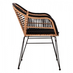 63191 ΠΟΛΥΘΡΟΝΑ ΜΕ ΜΑΞΙΛΑΡΙ ΜΕΤΑΛΛΙΚΗ ALLEGRA HM5663 ΜΕ WICKER ΜΠΕΖ & ΜΑΥΡΟ ΧΡΩΜΑ  58x60x82Υ εκ.