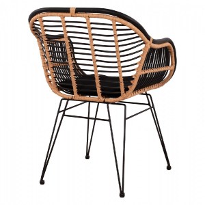 63191 ΠΟΛΥΘΡΟΝΑ ΜΕ ΜΑΞΙΛΑΡΙ ΜΕΤΑΛΛΙΚΗ ALLEGRA HM5663 ΜΕ WICKER ΜΠΕΖ & ΜΑΥΡΟ ΧΡΩΜΑ  58x60x82Υ εκ.