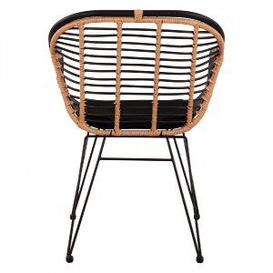 63191 ΠΟΛΥΘΡΟΝΑ ΜΕ ΜΑΞΙΛΑΡΙ ΜΕΤΑΛΛΙΚΗ ALLEGRA HM5663 ΜΕ WICKER ΜΠΕΖ & ΜΑΥΡΟ ΧΡΩΜΑ  58x60x82Υ εκ.