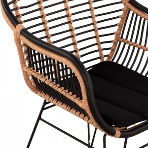 63191 ΠΟΛΥΘΡΟΝΑ ΜΕ ΜΑΞΙΛΑΡΙ ΜΕΤΑΛΛΙΚΗ ALLEGRA HM5663 ΜΕ WICKER ΜΠΕΖ & ΜΑΥΡΟ ΧΡΩΜΑ  58x60x82Υ εκ.