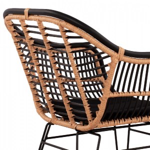 63191 ΠΟΛΥΘΡΟΝΑ ΜΕ ΜΑΞΙΛΑΡΙ ΜΕΤΑΛΛΙΚΗ ALLEGRA HM5663 ΜΕ WICKER ΜΠΕΖ & ΜΑΥΡΟ ΧΡΩΜΑ  58x60x82Υ εκ.