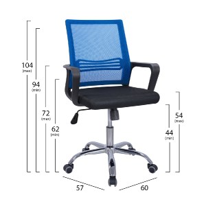 63230 ΚΑΡΕΚΛΑ ΓΡΑΦΕΙΟΥ FALLON HM1148.08 ΣΕ ΜΑΥΡΟ ΧΡΩΜΑ ΜΕ ΜΠΛΕ ΠΛΑΤΗ 60x57x104Υ εκ.