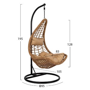 63536 ΚΡΕΜΑΣΤΗ ΦΩΛΙΑ LUCIA HM5676.01 ΜΕ WICKER&ΜΑΞΙΛΑΡΙΑ ΜΠΕΖ-ΜΑΥΡΟ ΜΕΤΑΛΛΟ Φ95Χ195Υεκ.