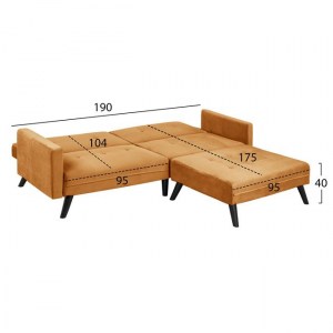 63593 ΚΑΝΑΠΕΣ ΓΩΝΙΑ ΚΡΕΒΑΤΙ LIVIA HM3151.09 ΧΡΥΣΟ ΒΕΛΟΥΔΟ ΜΕ ΥΠΟΠΟΔΙΟ 211X158X83Y εκ.