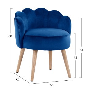 63766 ΣΚΑΜΠΟ ΜΕ ΠΛΑΤΗ ELISE HM8628.08 ΑΠΟ ΜΠΛΕ ΒΕΛΟΥΔΟ 55x52x60Υ εκ.