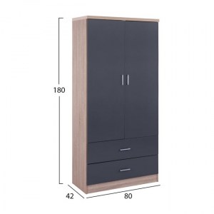 64050 ΝΤΟΥΛΑΠΑ 2ΦΥΛΛΗ ME 2 ΣΥΡΤΑΡΙΑ HM338.04 SONAMA-ΓΚΡΙ 80Χ42Χ180Υ εκ.