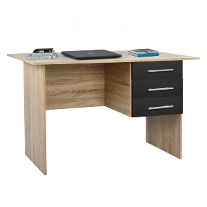 64151 ΓΡΑΦΕΙΟ ΜΕΛΑΜΙΝΗΣ ENSLEY HM2029.04 ΜΕ 3 ΣΥΡΤΑΡΙΑ SONAMA-ΓΚΡΙ 120X60X76 εκ.