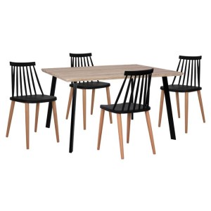 64476 ΣΕΤ 5ΤΜΧ ΤΡΑΠΕΖΙ 140x80x76 cm SONAMA & ΚΑΡΕΚΛΕΣ VANESSA ΜΑΥΡΕΣ ΜΕΤΑΛΛΙΚΑ ΠΟΔΙΑ HM11037